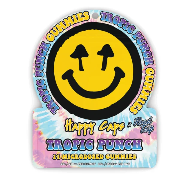 Happy Caps® x Road Trip – MICRODOSED Gummies + Functional Mushrooms – Tropic Punch